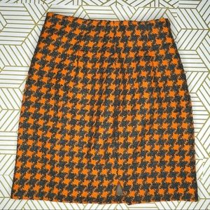 Teenflo vintage orange and gray houndstooth wool blend skirt